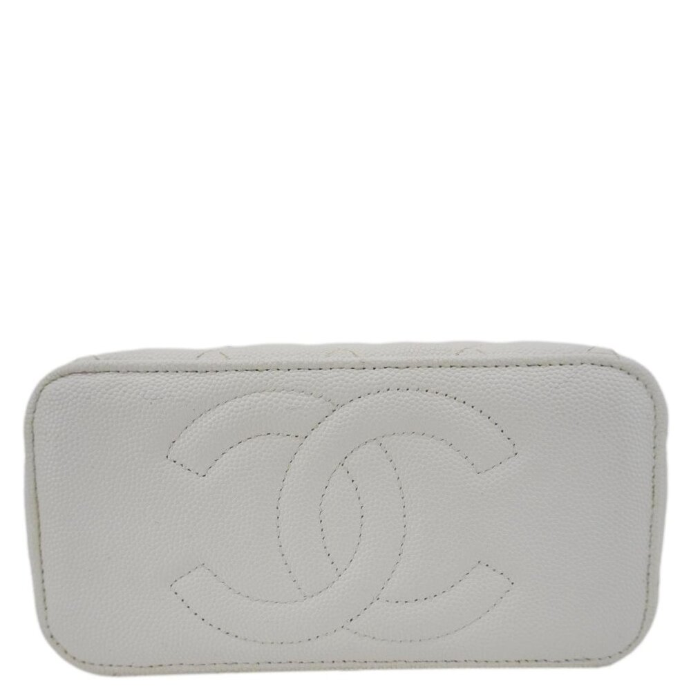 Chanel  Coco Casino Small Quilted Caviar Leather Chain Vanity Case White - Picture 8 of 16